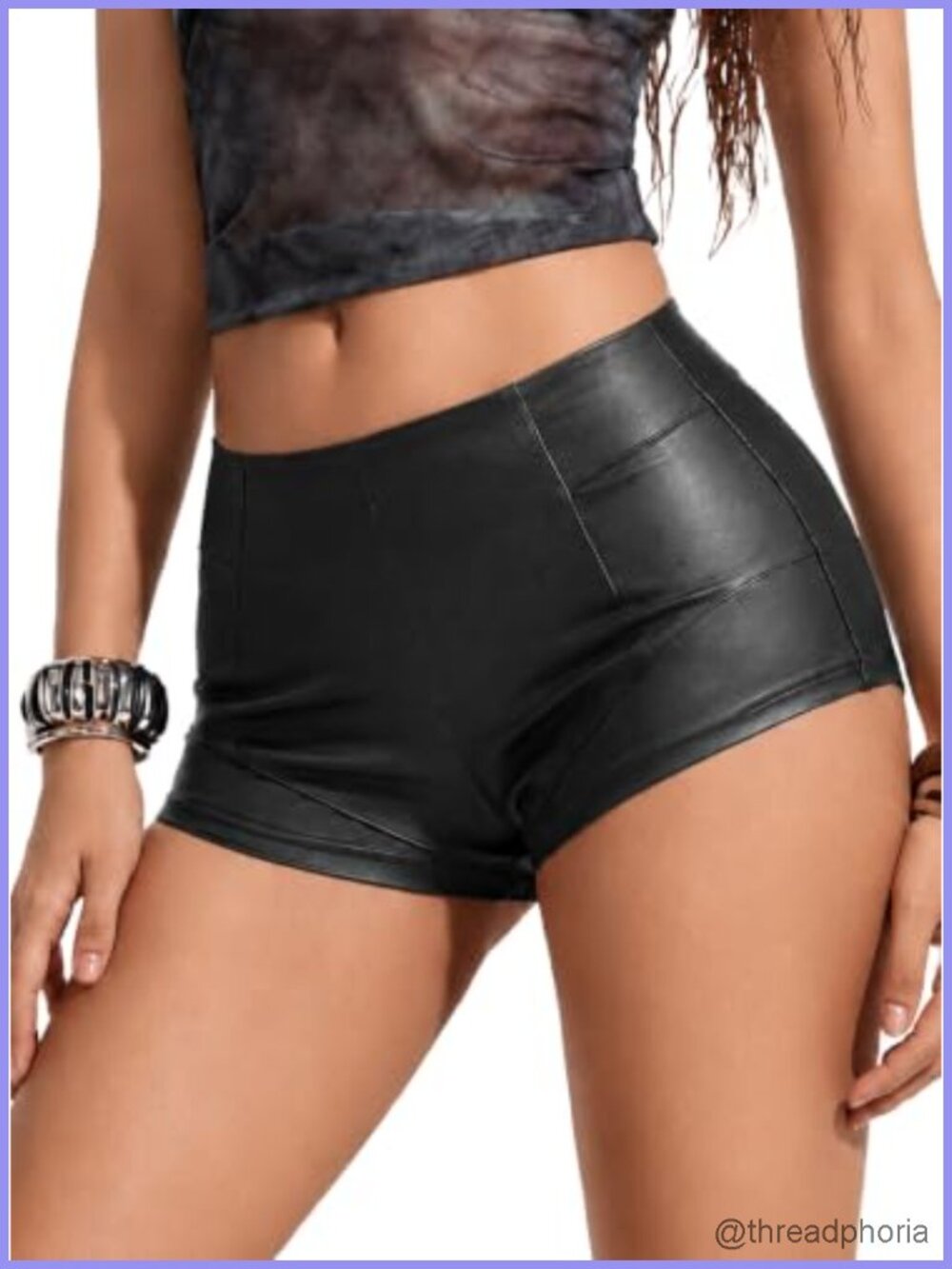 Faux Leather Micro Shorts Low Rise Y2K Mini Clubwear Hot Pants
